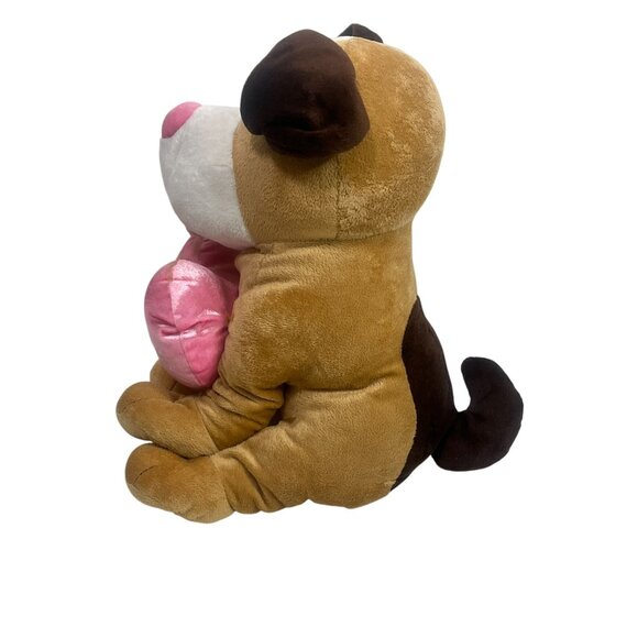 Valentine’s Day Puppy Plush Tan & Pink Heart Dog 15” - Picture 6 of 13